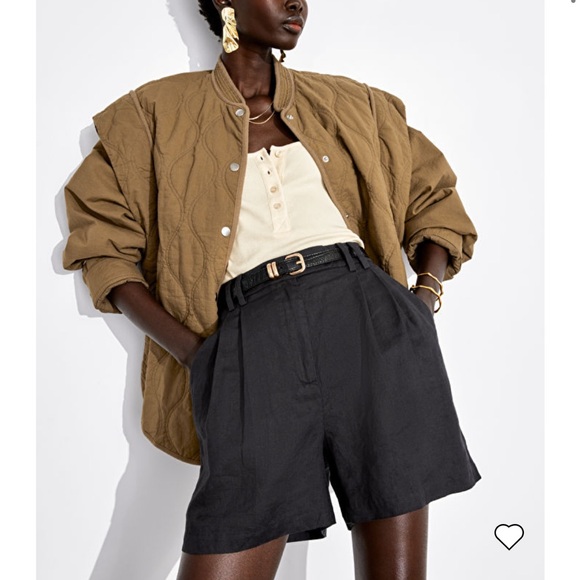 & Other Stories - Relaxed Linen Shorts - Black - sz 6 / S